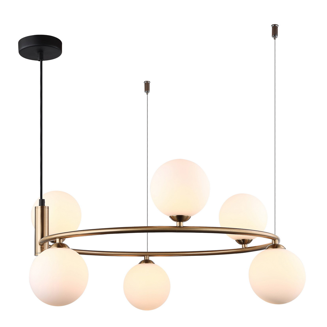 Italux Pendant Light Amily G9 6-Light White Gold Steel Glass MDM-3974/6 BRO