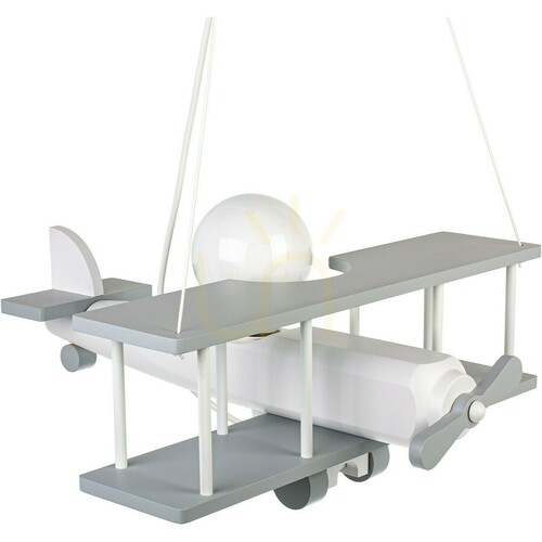 Check Hellux Samolot Large Wooden Aircraft Pendant Lamp, White and Grey 104.11.12