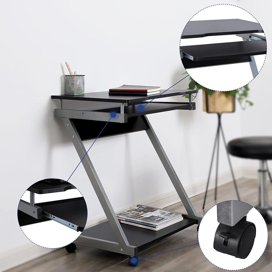 Display Black mobile computer desk LCD811B Songmics Black mobile computer desk LCD811B Songmics