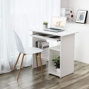 White computer desk with a pull-out shelf LCD852W Songmics small 2