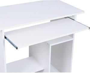 White computer desk with a pull-out shelf LCD852W Songmics small 5