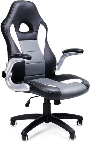 Check Office chair with headrest and adjustable black / white / gray OBG28G Songmics