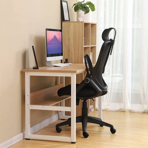 Check Songmics OBN51BK ergonomic office chair, mesh backrest, adjustable headrest, black
