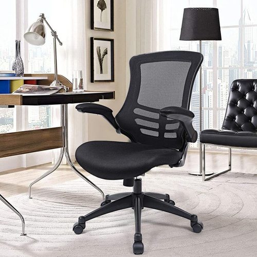 Check SONGMICS OBN81B mesh office chair with flip-up armrests, black