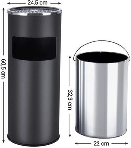SONGMICS LTB17C waste bin with ashtray, black, 60.5 cm small 2