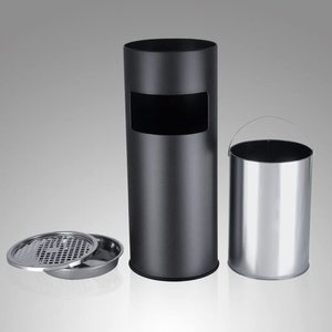 SONGMICS LTB17C waste bin with ashtray, black, 60.5 cm small 3