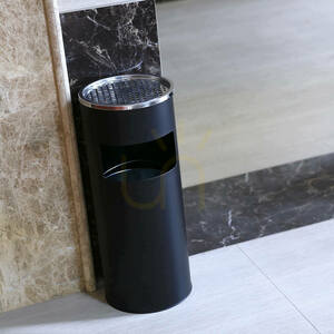 SONGMICS LTB17C waste bin with ashtray, black, 60.5 cm small 7