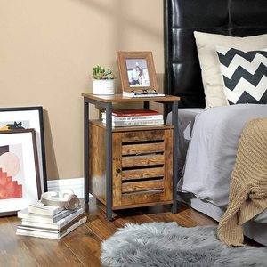 Bedside / coffee table with a cabinet, rustic brown LET62BX VASAGLE small 2