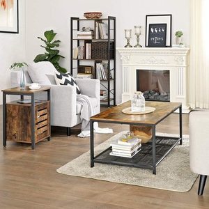 Bedside / coffee table with a cabinet, rustic brown LET62BX VASAGLE small 3
