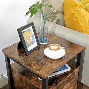 Bedside / coffee table with a cabinet, rustic brown LET62BX VASAGLE small 4