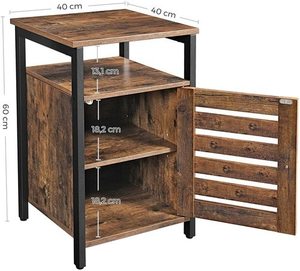 Bedside / coffee table with a cabinet, rustic brown LET62BX VASAGLE small 6