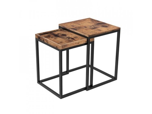 Check Set of 2 Coffee Tables Rustyclany Brown LNT02BX