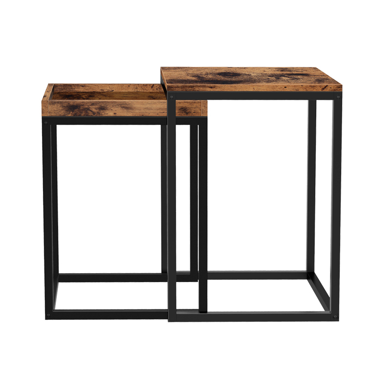 View Set of 2 Coffee Tables Rustyclany Brown LNT02BX Set of 2 Coffee Tables Rustyclany Brown LNT02BX