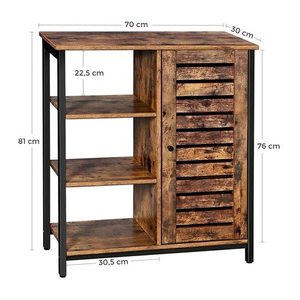 VASAGLE LSC74BX industrial storage cabinet rustic brown and black 70 × 30 × 81 cm small 3