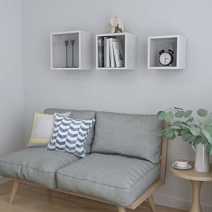 Set of 3 SONGMICS LWS30WT white cube wall shelves 30/26/22 cm small 2