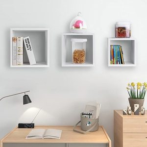 Set of 3 SONGMICS LWS30WT white cube wall shelves 30/26/22 cm small 5