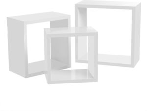 Set of 3 SONGMICS LWS30WT white cube wall shelves 30/26/22 cm small 0