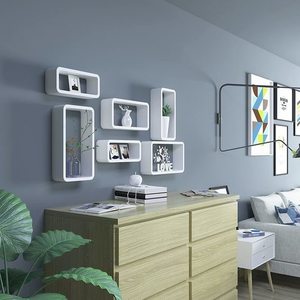 SONGMICS LWS97W set of 3 white wall shelves small 3