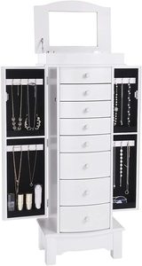 Jewellery Cabinet SONGMICS JBC17W White, 8 Drawers, Mirror small 2