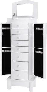 Jewellery Cabinet SONGMICS JBC17W White, 8 Drawers, Mirror small 0