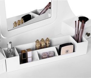 SONGMICS White Dressing Table RDT012WT with Mirror and Stool small 1