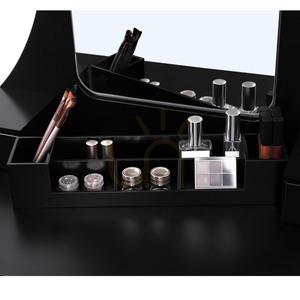 VASAGLE RDT25BK black dressing table with mirror, stool and 5 drawers small 8
