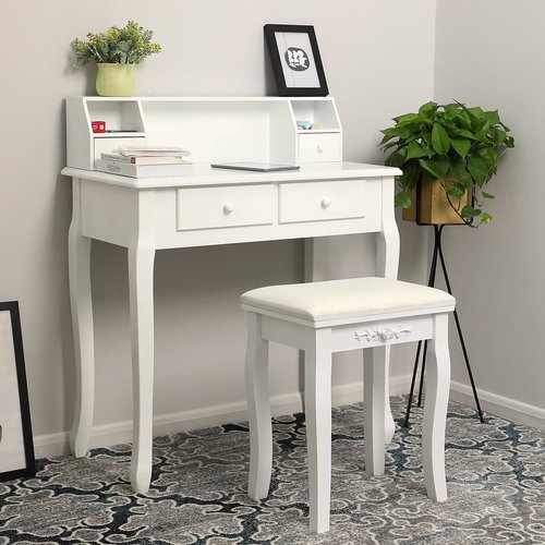 Check SONGMICS RDT80W white dressing table, 80 cm, 4 drawers, without mirror