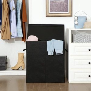 SONGMICS LCB02BK black laundry basket, 142 L, 2 compartments small 1
