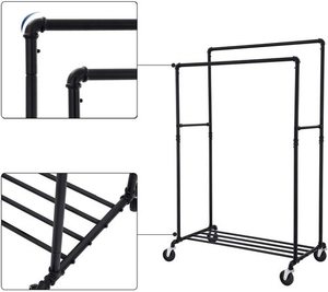 SONGMICS HSR60BV1 black clothes rack with two rails and wheels small 1