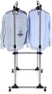 Songmics LLR03L rolling clothes rack with double rail small 2