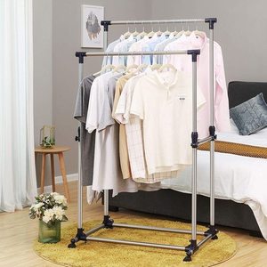Songmics LLR03L rolling clothes rack with double rail small 4