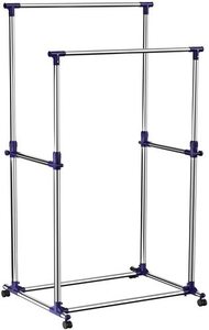 Songmics LLR03L rolling clothes rack with double rail small 0