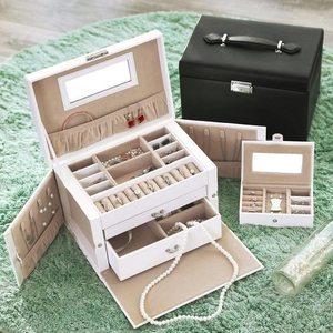 Jewellery box with mirror SONGMICS JBC121W white small 1