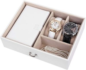 Jewellery box with mirror SONGMICS JBC121W white small 3