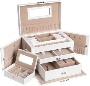 Jewellery box with mirror SONGMICS JBC121W white small 0