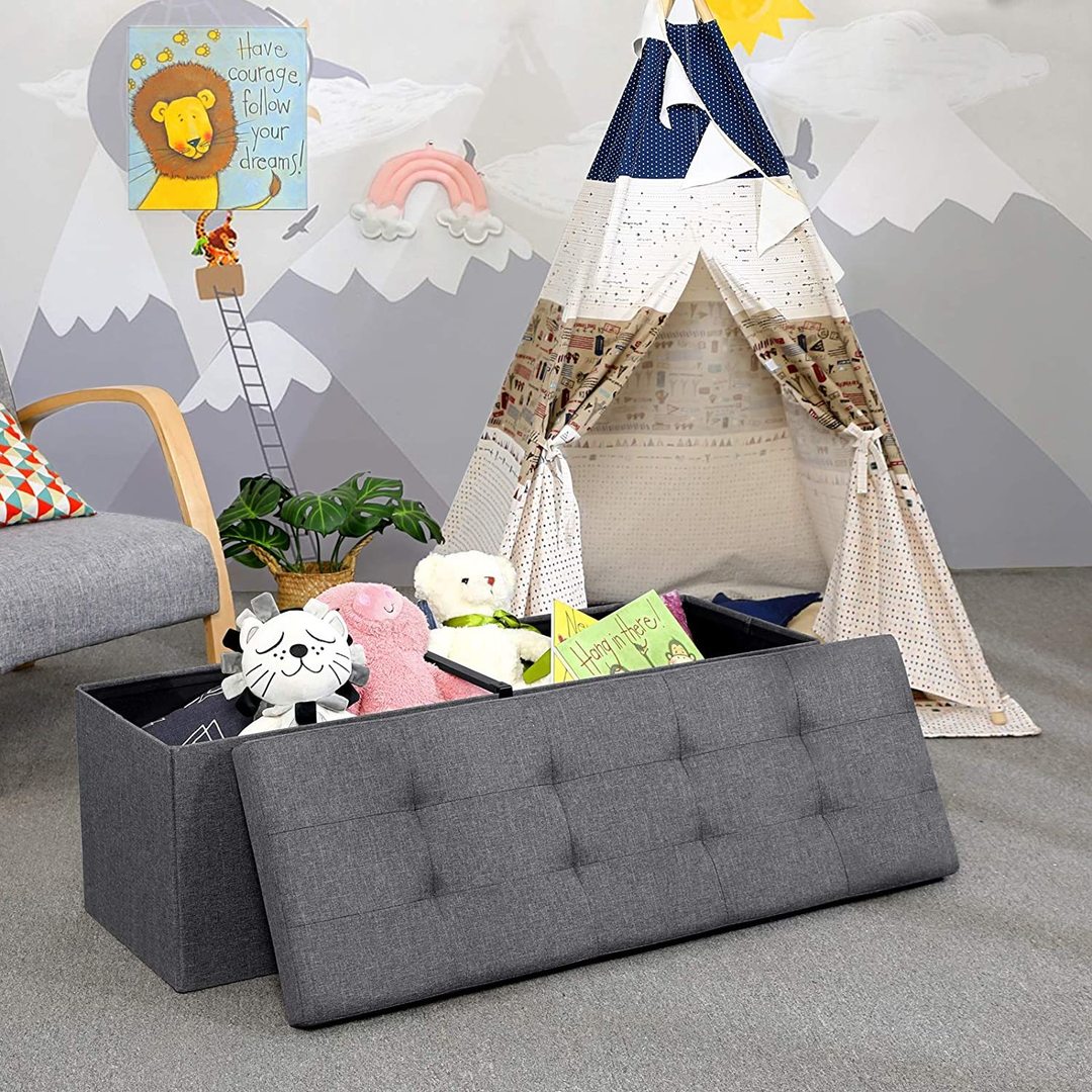 Show Folding pouffe with storage dark gray LSF77K Folding pouffe with storage dark gray LSF77K