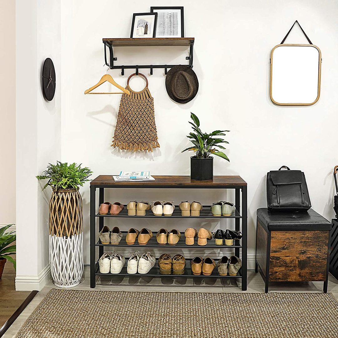 Display Roomy industrial style shoe rack rustic brown LBS14BX Roomy industrial style shoe rack rustic brown LBS14BX