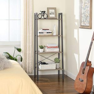 VASAGLE ALINRU LLS44MG ladder shelf, 4 tiers, greige/grey small 1