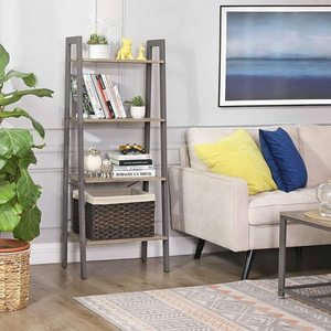 VASAGLE ALINRU LLS44MG ladder shelf, 4 tiers, greige/grey small 2