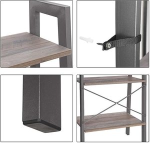 VASAGLE ALINRU LLS44MG ladder shelf, 4 tiers, greige/grey small 6