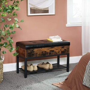 VASAGLE COPADION LSB46BX storage shoe bench, rustic brown and black small 2