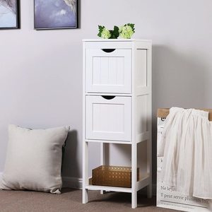 White bathroom cabinet with drawers BBC42WT small 1