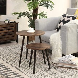 Set of 2 coffee tables rustic brown LET07BX small 0