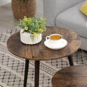 Set of 2 coffee tables rustic brown LET07BX small 4