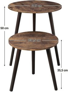 Set of 2 coffee tables rustic brown LET07BX small 6