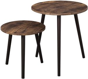Set of 2 coffee tables rustic brown LET07BX small 1