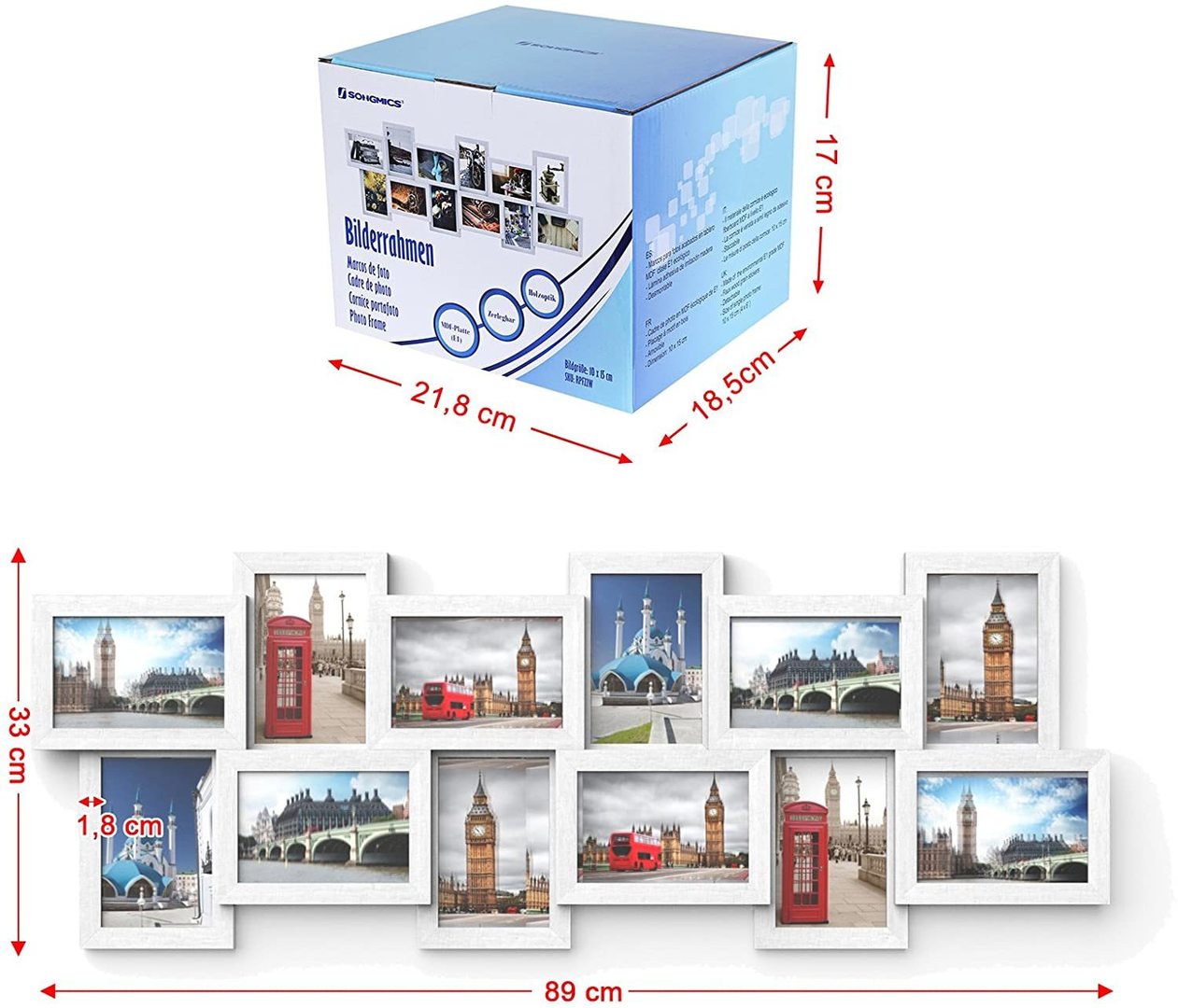 Preview Set of 12 photo frames collage RPF22W Songmics Set of 12 photo frames collage RPF22W Songmics
