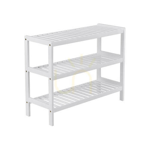 Check Shoe Rack SONGMICS LBS13W Bamboo White 3-Tier 70x26x55 cm