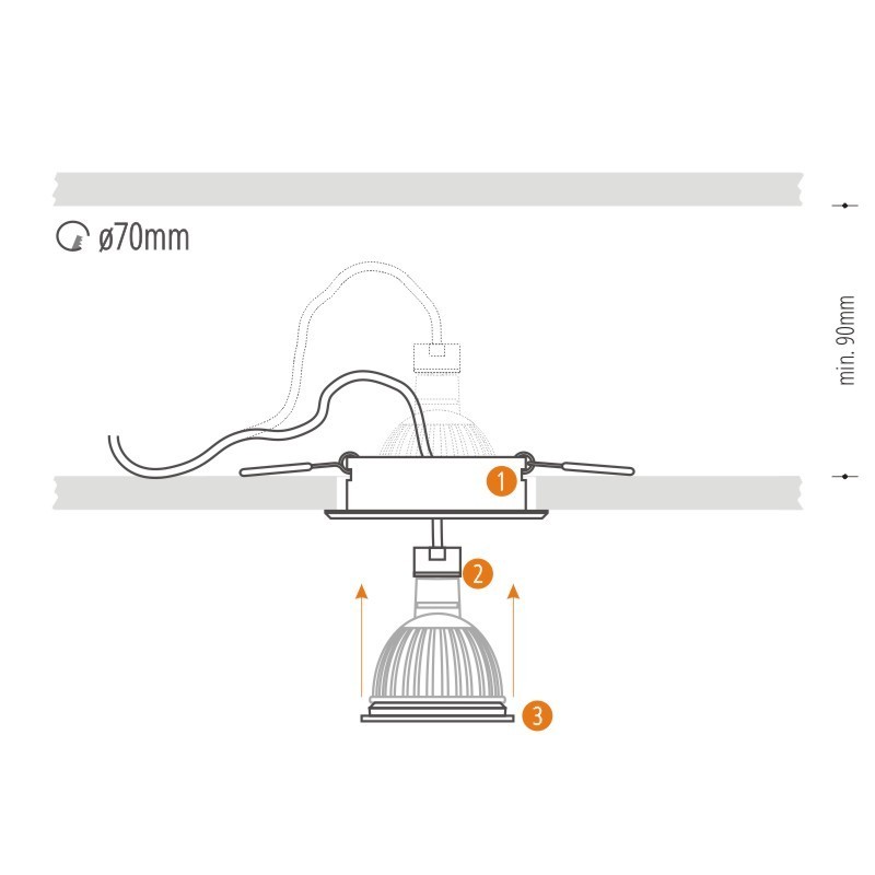 Show White Reclining Downlight with Alcoy 540.WC Chrome White Reclining Downlight with Alcoy 540.WC Chrome