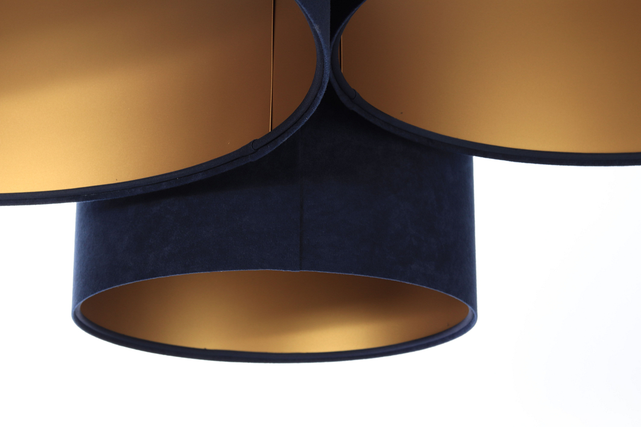 View Modern ceiling Elements 60W E27 navy blue / gold velor fabric Modern ceiling Elements 60W E27 navy blue / gold velor fabric
